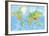 Highly Detailed Physical World Map with Labeling. Vector Illustration.-Bardocz Peter-Framed Art Print