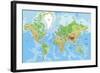 Highly Detailed Physical World Map with Labeling. Vector Illustration.-Bardocz Peter-Framed Art Print