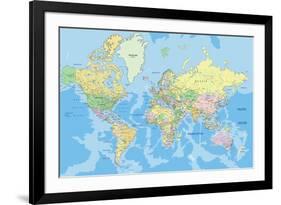 Highly Detailed Political World Map with Labeling.Vector Illustration.-Bardocz Peter-Framed Art Print