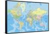 Highly Detailed Political World Map with Labeling.Vector Illustration.-Bardocz Peter-Framed Stretched Canvas