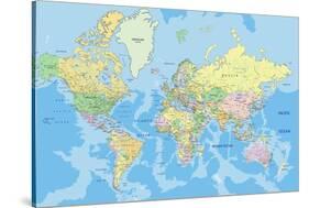 Highly Detailed Political World Map with Labeling.Vector Illustration.-Bardocz Peter-Stretched Canvas