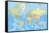 Highly Detailed Political World Map with Labeling.Vector Illustration.-Bardocz Peter-Framed Stretched Canvas