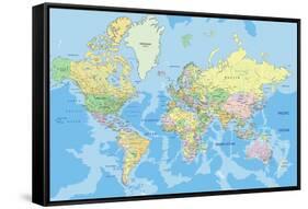 Highly Detailed Political World Map with Labeling.Vector Illustration.-Bardocz Peter-Framed Stretched Canvas