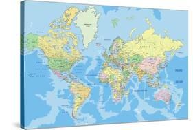 Highly Detailed Political World Map with Labeling.Vector Illustration.-Bardocz Peter-Stretched Canvas