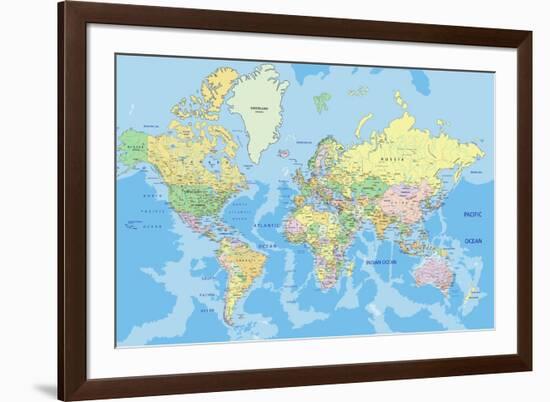 Highly Detailed Political World Map with Labeling.Vector Illustration.-Bardocz Peter-Framed Art Print