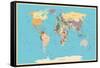 Highly Detailed World Map with Vintage Color.-frees-Framed Stretched Canvas