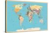 Highly Detailed World Map with Vintage Color.-frees-Stretched Canvas