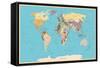 Highly Detailed World Map with Vintage Color.-frees-Framed Stretched Canvas