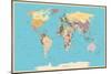 Highly Detailed World Map with Vintage Color.-frees-Mounted Premium Giclee Print