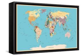 Highly Detailed World Map with Vintage Color.-frees-Framed Stretched Canvas