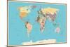 Highly Detailed World Map with Vintage Color.-frees-Mounted Art Print