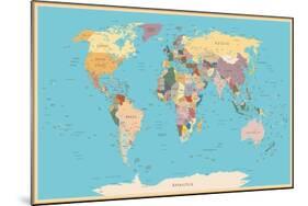 Highly Detailed World Map with Vintage Color.-frees-Mounted Art Print