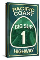 Highway 1, California - Big Sur - Pacific Coast Highway Sign-Lantern Press-Stretched Canvas