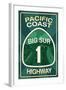 Highway 1, California - Big Sur - Pacific Coast Highway Sign-Lantern Press-Framed Art Print