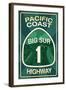 Highway 1, California - Big Sur - Pacific Coast Highway Sign-Lantern Press-Framed Art Print