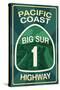 Highway 1, California - Big Sur - Pacific Coast Highway Sign-Lantern Press-Stretched Canvas