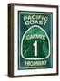 Highway 1, California - Carmel - Pacific Coast Highway Sign-Lantern Press-Framed Art Print