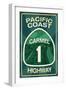 Highway 1, California - Carmel - Pacific Coast Highway Sign-Lantern Press-Framed Art Print