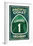 Highway 1, California - Carmel - Pacific Coast Highway Sign-Lantern Press-Framed Art Print