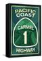 Highway 1, California - Carmel - Pacific Coast Highway Sign-Lantern Press-Framed Stretched Canvas