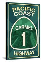 Highway 1, California - Carmel - Pacific Coast Highway Sign-Lantern Press-Stretched Canvas