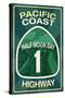 Highway 1, California - Half Moon Bay - Pacific Coast Highway Sign-Lantern Press-Stretched Canvas