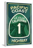 Highway 1, California - La Jolla - Pacific Coast Highway Sign-Lantern Press-Framed Art Print