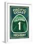 Highway 1, California - La Jolla - Pacific Coast Highway Sign-Lantern Press-Framed Art Print