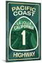 Highway 1, California - La Jolla - Pacific Coast Highway Sign-Lantern Press-Mounted Art Print