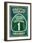 Highway 1, California - Laguna Beach - Pacific Coast Highway Sign-Lantern Press-Framed Art Print