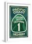 Highway 1, California - Laguna Beach - Pacific Coast Highway Sign-Lantern Press-Framed Art Print