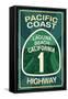 Highway 1, California - Laguna Beach - Pacific Coast Highway Sign-Lantern Press-Framed Stretched Canvas