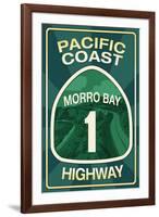 Highway 1, California - Morro Bay - Pacific Coast Highway Sign-Lantern Press-Framed Art Print