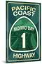 Highway 1, California - Morro Bay - Pacific Coast Highway Sign-Lantern Press-Mounted Art Print