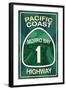 Highway 1, California - Morro Bay - Pacific Coast Highway Sign-Lantern Press-Framed Art Print