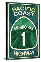 Highway 1, California - Morro Bay - Pacific Coast Highway Sign-Lantern Press-Stretched Canvas