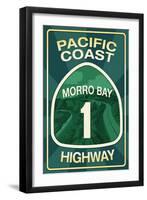 Highway 1, California - Morro Bay - Pacific Coast Highway Sign-Lantern Press-Framed Art Print