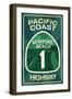 Highway 1, California - Newport Beach - Pacific Coast Highway Sign-Lantern Press-Framed Art Print