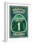 Highway 1, California - Newport Beach - Pacific Coast Highway Sign-Lantern Press-Framed Art Print