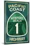 Highway 1, California - Newport Beach - Pacific Coast Highway Sign-Lantern Press-Mounted Art Print