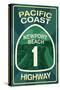 Highway 1, California - Newport Beach - Pacific Coast Highway Sign-Lantern Press-Stretched Canvas