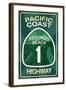 Highway 1, California - Redondo Beach - Pacific Coast Highway Sign-Lantern Press-Framed Art Print