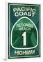 Highway 1, California - Redondo Beach - Pacific Coast Highway Sign-Lantern Press-Framed Art Print