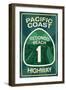 Highway 1, California - Redondo Beach - Pacific Coast Highway Sign-Lantern Press-Framed Art Print