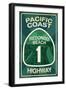 Highway 1, California - Redondo Beach - Pacific Coast Highway Sign-Lantern Press-Framed Art Print