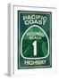 Highway 1, California - Redondo Beach - Pacific Coast Highway Sign-Lantern Press-Framed Art Print