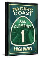 Highway 1, California - San Clemente - Pacific Coast Highway Sign-Lantern Press-Framed Art Print