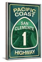 Highway 1, California - San Clemente - Pacific Coast Highway Sign-Lantern Press-Framed Art Print