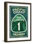 Highway 1, California - San Clemente - Pacific Coast Highway Sign-Lantern Press-Framed Art Print