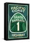 Highway 1, California - Santa Barbara - Pacific Coast Highway Sign-Lantern Press-Framed Stretched Canvas